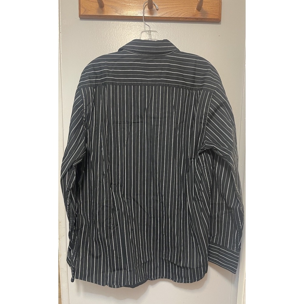 Bruno New York Stretch Dress Shirt Long Sleeve Black/White Pinstripe Men's Large - Picture 2 of 3